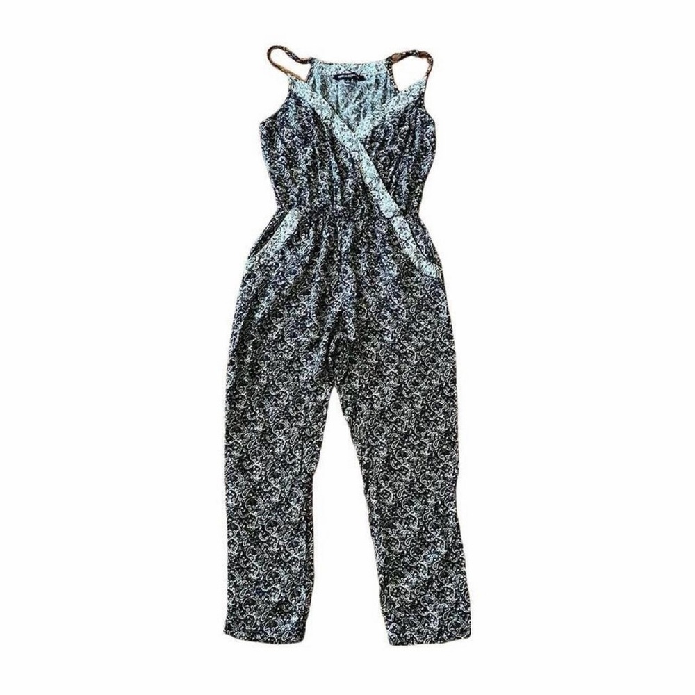 Foreign Exchange Black & White Boho Floral Jumpsuit - Size S
